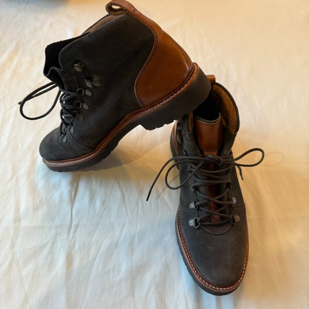 Charles Tyrwhitt Gray Suede Boots with Brown Leather Trim
